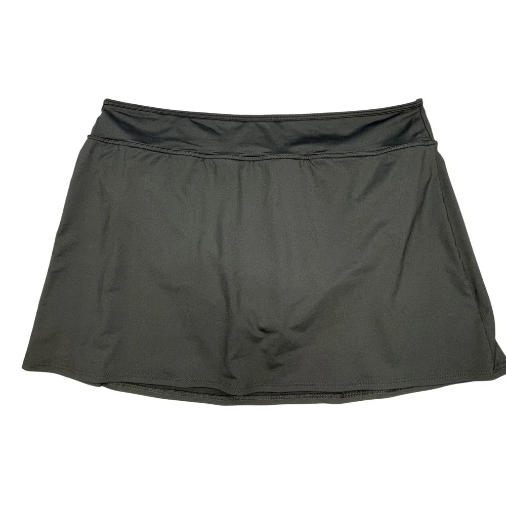 Lands End Black Solid Swim Skirt with Attached Brief Women Size 18